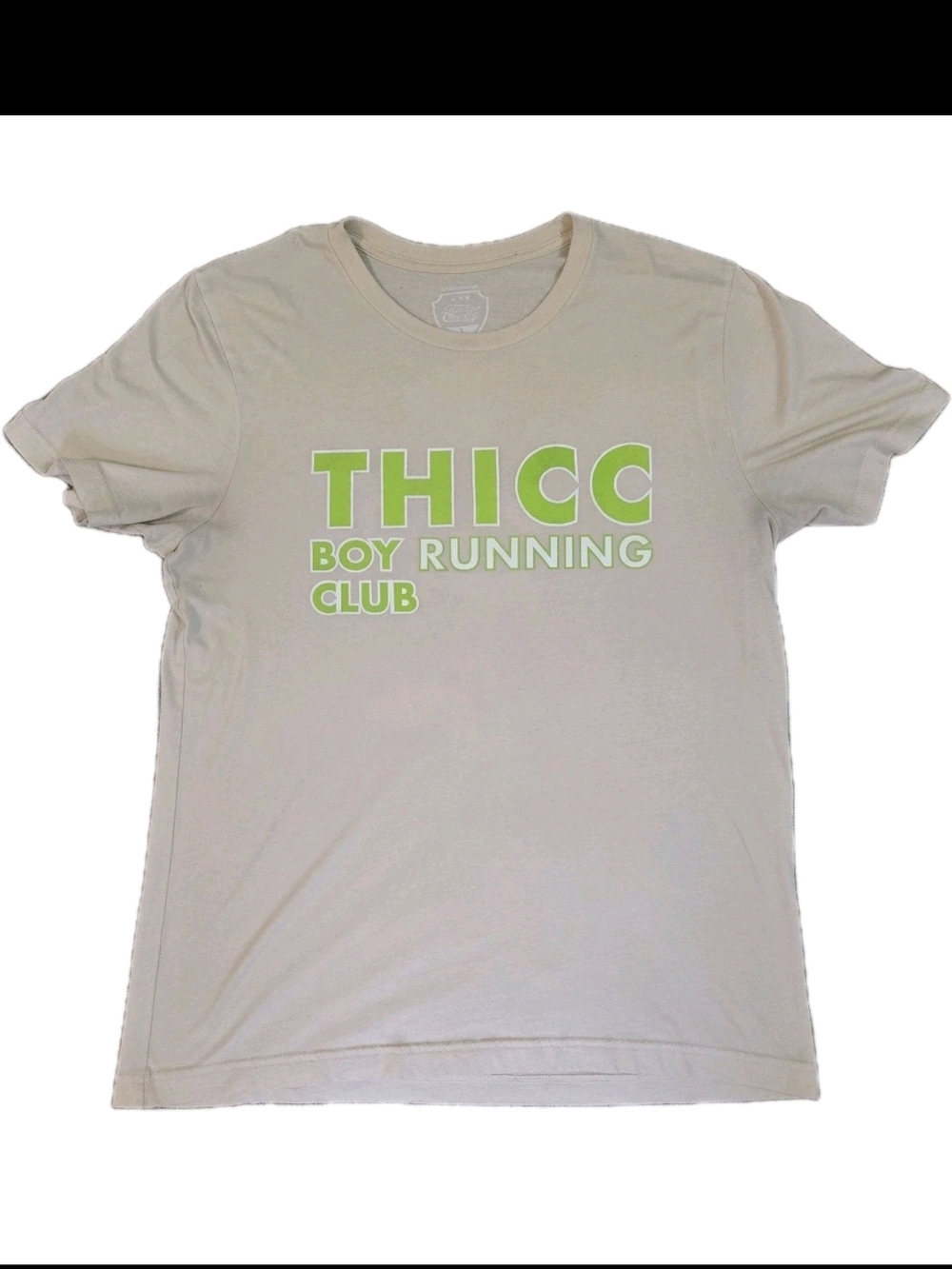 Tango Charlie THICC Boy Running Club Shirt Mens L Tan Workout Gym Graphic Tee